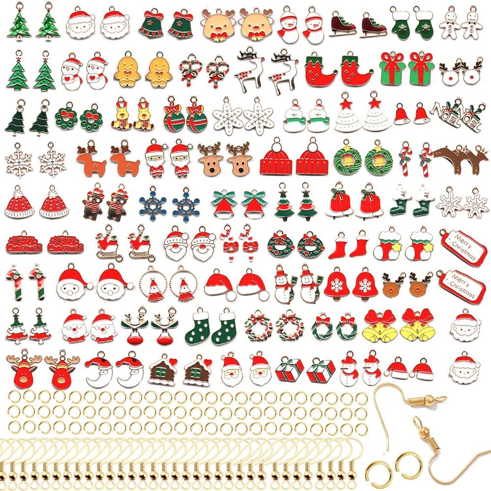 9762 140Pcs Paired Christmas Metal Charms for Jewelry Making, with 200Pcs